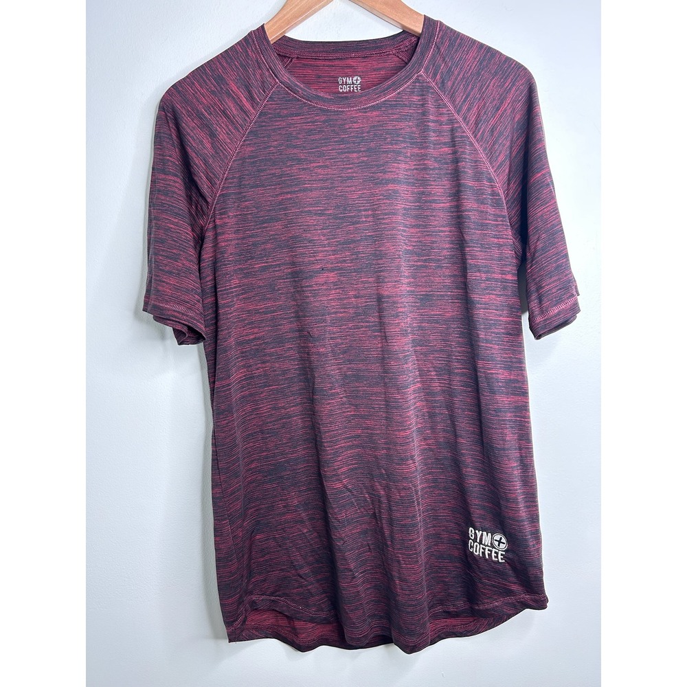 Gym+Coffee Mens Maroon‎ Space Dye Heather Performance T-Shirt Size M Athleisure